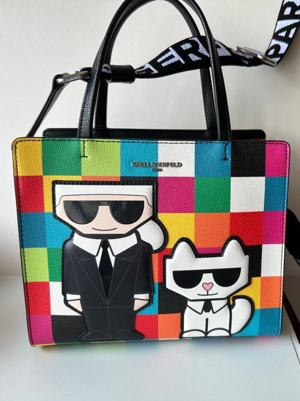 NWT $228 Karl Lagerfeld Maybelle‎ Pixel Satchel Crossbody Bag